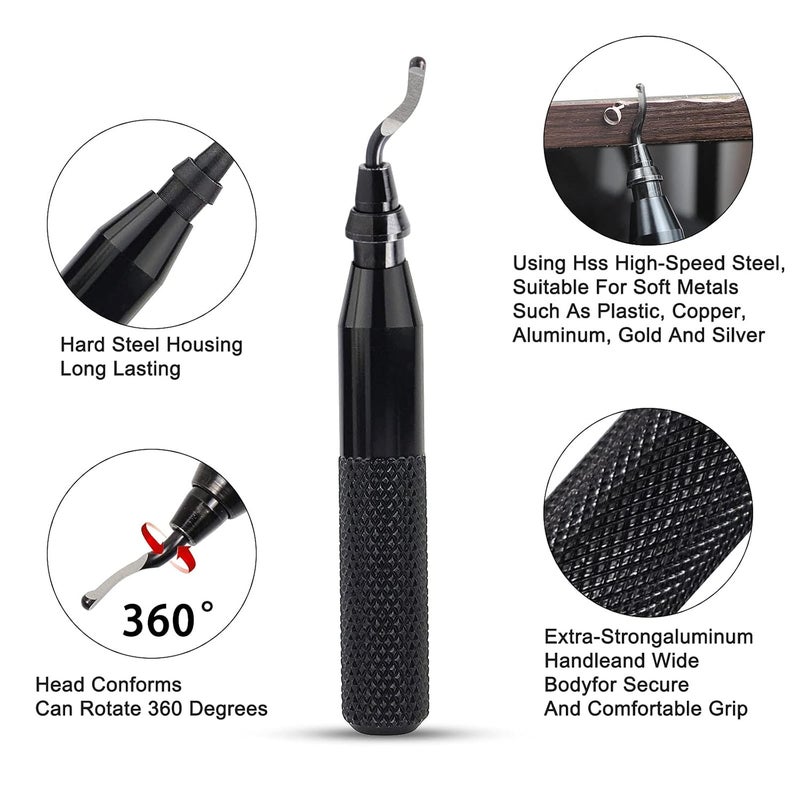 Askwhy Deburring Tool Set with 10 High-Speed Steel BS1010 Blades – Rotary Burr Removal Tool for Metal, Plastic, 3D Prints, PVC Tubes – Efficient Deburrer for Aluminum, Copper, and More (Black) - Image 3